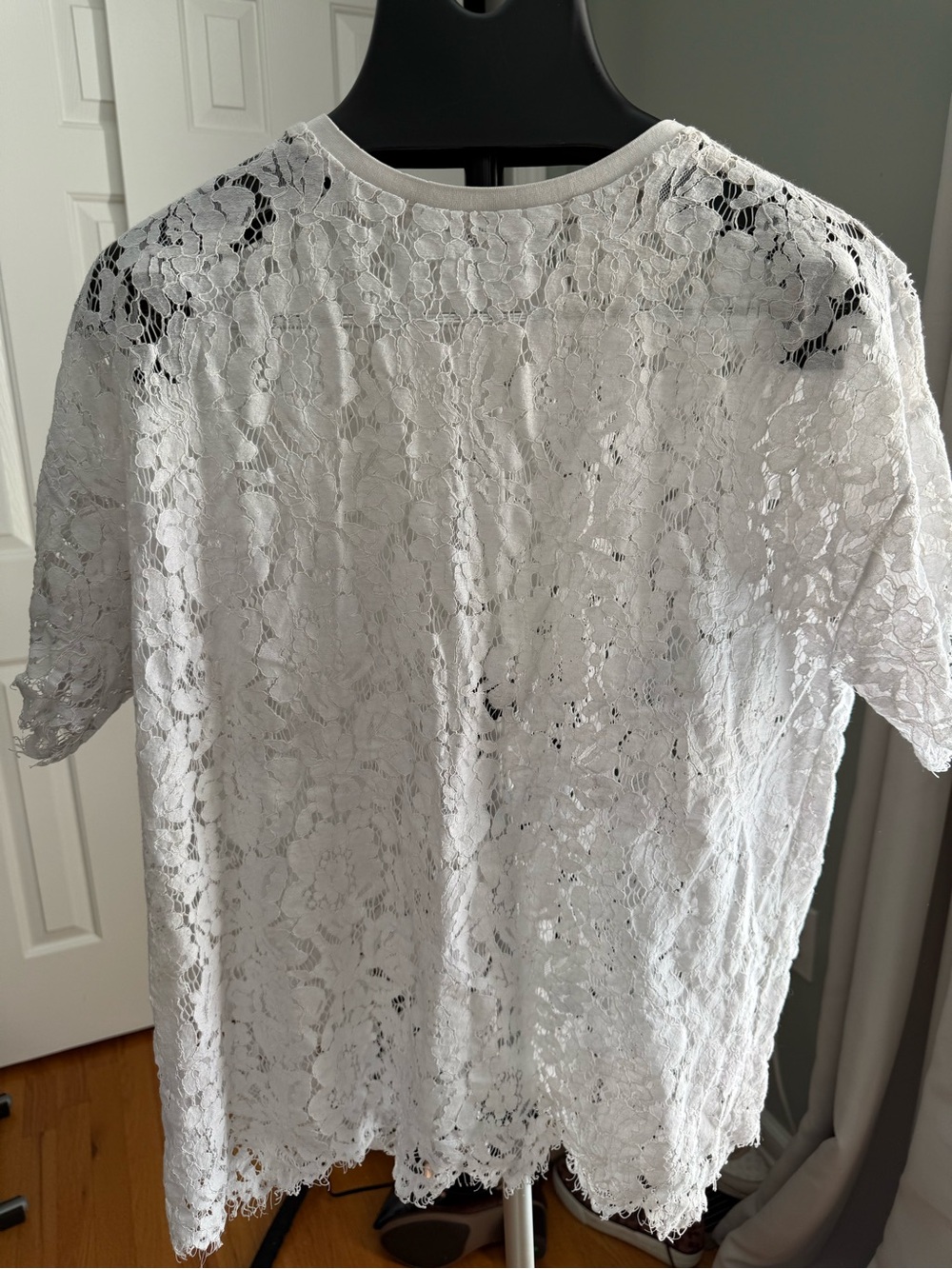 Zara‎ White Floral Lace Blouse Size Large Romantic Cottagecore Top